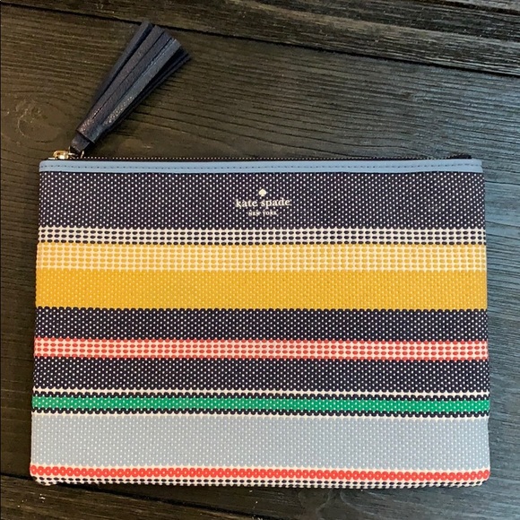 kate spade Handbags - Kate spade navy striped clutch